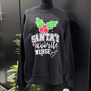 Pacific & Co.Santa‘s Favorite Nurse pullover fleece lined sweatshirt,crewneck